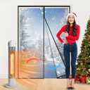 Clear Magnetic Thermal Insulated Door Curtain Keep Cool in Summer Transparent Magnet Patio Door Cover Auto Closer Windproof Insulated for Air Conditioner Room Kitchen(48 x 96 Inch)