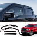 Extended Visor Rain Guards Compatible with 2015+ F150 2017+ Raptor F-250 F-350 F-450 F-550 Super Duty SuperCrew Front and Rear in-Channel Window Visors Wind Deflectors 4PCS Accessories