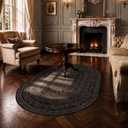 4x6 Oval Rug - Washable Ultra-Thin Carpet Black Bronze