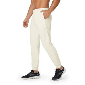 M MAELREG Mens Joggers Sweatpants with Zipper Pockets Lightweight Stretch Workout Athletic Track Pants for Men Cream Size XL