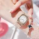 MOFREE Beaded Bracelet Compatible for Apple Watch Band 38mm/40mm/41mm/42mm(Series 10) Women,Fashion Handmade Beads Elastic Stretch Strap for iWatch Series 10/9/8/7/SE/6/5/4/3/2/1 Rose Gold