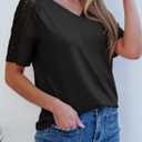 Dokotoo V Neck T Shirts for Women Spring Summer Tops Dressy Casual Blouses Basic Tees (Black, M)