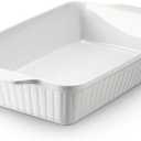 DOWAN Casserole Dish, 9x13 Ceramic Baking Dish, Large Lasagna Pan Deep for Oven, 4.2 Quarts Baking Pan with Handles, Oven Safe and Durable Bakeware for Lasagna, Home Decor, Wedding Gift, Soft White