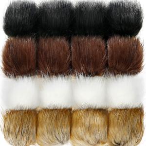 Tatuo 16 Pcs Faux Fur Pom Poms for Hat 4 Inches Large Fluffy Pom Balls for Craft Knitting Beanie Shoe Scarf Bag Pompom Valentine Keychain Charm Winter DIY Accessory (Black,White,Natural,Coffee)