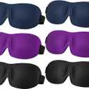 6Pcs Sleep Mask for Side Sleeper,3D Eye Mask for Sleeping,Blackout Sleeping Mask with Adjustable Strap,Soft Comfort Night Blindfold,Eye Shade for Travel Yoga Nap(Black, Purple,Navy Blue)