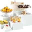 6 Pcs White Acrylic Boxes for Display as Buffet Risers and Stands, Food Risers for Party, Table, Stands, including 8,7,6,5,4,3 Inch, (Small, 6Pcs, White)