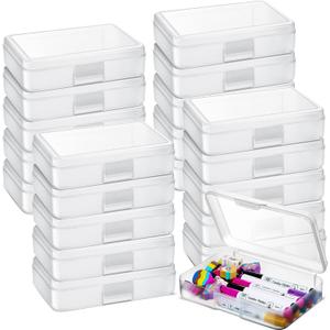 Zhehao 20 Pack 8''x5.5''x2'' Large Clear Pencil Boxes for School Bulk Plastic Pencil Case with Lid Stackable Crayon Storage Box Organizer for Kids School Supplies Classroom Stationery(White)