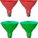 4 Pack BlueX LED Par38 Flood Green Red Light Bulb - 18W (120Watt Equivalent) - Dimmable - Green Red E26 LED Lights, Party Decoration, Porch, Home Christmas Lighting