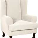 INFLAG Wing Back Chair Slipcovers, Stretch Spandex Wingback Chair Covers Sofa Slipcover Washable Chair Covers Armchair for Living Room and Bedroom (Beige)