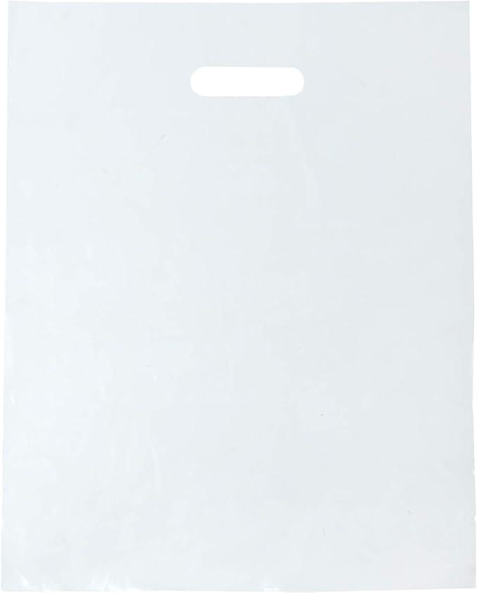 100 Clear Plastic Merchandise Bags With Handles 9"x12" 1.25Mil Thick Glossy Retail Shopping Bag for Small Business, Boutique, Clothing, Trade Show, and Gifts