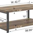EXCEFUR Modern Coffee Table, Rustic Wood and Metal Center Table for Living Room, Industrial Rectangle Cocktail Tea Table with Storage, Oak, 42 inch