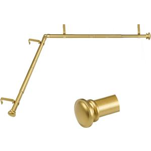 TONIAL Corner Curtain Rods, 32-86 Inch Center Rod for window, 20-82 Inch Side Rod for windows 3/4 Inch Decorative Drapery Rods with Small Cap Finial, Gold