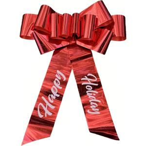 Happy Holiday Bow(30 inch, 1 Pack), Big Red Car Bow, Giant Red Bow for Holiday Decoration, Car, Wreath, Front Door, Xmas Decoration, Indoor and Outdoor Decor.