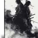 HQLLingArt Bushido Poster Japanese Samurai Canvas Wall Art for Living Room Bedroom - Japanese Artwork Samurai Picture Framed Ready to Hang(18''W x 24''H)