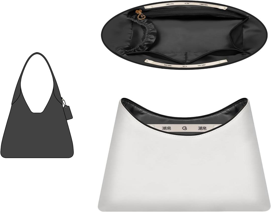 GIVLEFLY Purse Organizer Insert Fit for BROOKLYN 39 Tote Bag Organizer Insert with Cup Holder, Light Weight Purse Liner with Built-In Zipper Pocket (Dark Gray Lining,Large) (Dark Grey Inner)