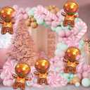 3 x 13Pcs Gingerbread Balloons and Candy Cane Foil Balloons for Pink Christmas Gingerbread Decorations, Christmas Candy Cane Birthday Baby Shower Party Decorations