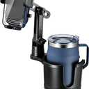 Cup Holder Phone Mount for Car,Upgraded 2 in 1 Car Cup Phone Holder Expander with Adjustable Base,360 Degree Rotation,This Hill Cup Phone Holder for Car Compatible iPhone,Samsung & All Smartphones