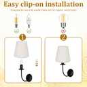 Chandelier Lamp Shades Set of 6, 5 Inch Mini Barrel Lampshades Replacement Small Clip on Linen Lampshade for Table Lamp Wall Sconce Ceiling Light Candelabra Light Bulbs Bottom 5.5''x 3.5''x 5.1''