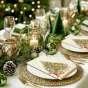 3 x 60 Pack Vintage Christmas Tree Themed Guest Napkins 4.3  7.8Inch Cream Snowflake Christmas Tree Disposable Lunch Dinner Napkins Christmas Day Party Family Gathering Table Decoration