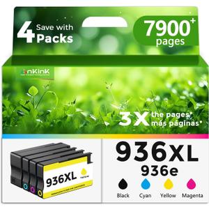 Ankink 936 936XL Ink Cartridges Replacement for HP 936e 936 XL Ink 4 Combo Pack Compatible with OfficeJet Pro 9110 9120 9125 9130 9135 9735 9730 9720Series Printers (Black Cyan Magenta Yellow)