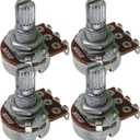 FLEOR 4pcs Small Size B500K Guitar Pots Knurled Split Shaft Potentiometers Linear Taper