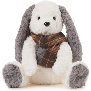 MINISO 10.5" Bunny Rabbit Stuffed Animal with Scarf Set Ultra-Soft Cuddle Cartoon Stuffed Plush Toy for Kids Boys Girls
