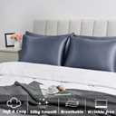 Silk Satin Pillow Cases Standard Size Set of 2 with Envelope Closure Skin & Hair Friendly Gifts 20"x 26" Space Grey