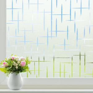 Homein Window Privacy Film Frosted Glass Window Film, Static Cling UV Blocking Decorative Window Clings, Removable Vinyl Door Coverings for Home Office, Cross Pattern, 23.6 x 78.7 inches
