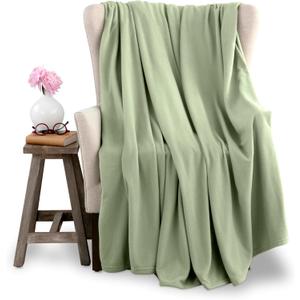 King Size Microfleece Blanket | Fleece Bed Blanket | All-Season Comfort| Supersoft Lightweight Throw Blanket | Plush Throw Blanket for Bed Couch or Sofa | Travel Blanket | Pet-Friendly | Sage Green