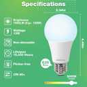 DEGNJU 100W Equivalent A19 5000K Daylight LED Light Bulbs, 1500 Lumens, E26 Base, Non-Dimmable, 13W Bright White for Bedroom Home Office, 2 Pack