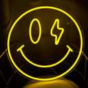 Smiley Face Neon Sign, LED Neon Light for Wall Decor, USB Powered Light Up Signs, Yellow Neon Smiley Face Sign for Kids, Bedroom, Party, Bar, Wedding Decoration Gifts, 13.8 inches