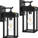 2 Pack Outdoor Solar Wall Light Fixtures With Dusk To Dawn Sensor,Large Size Black Outdoor Wall Lights with 3Lighting Modes,Exterior Waterproof Solar Wall Sconce Light for Outside,Garage(Black-2P)
