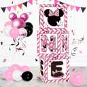 1st First Birthday Party Favors Balloon Boxes Supplies for Baby, Girls 3Pcs Pink Mouse Theme One Year Old Balloon Boxes, 'ONE' Letters Balloon Arch Kit for Party Decorations