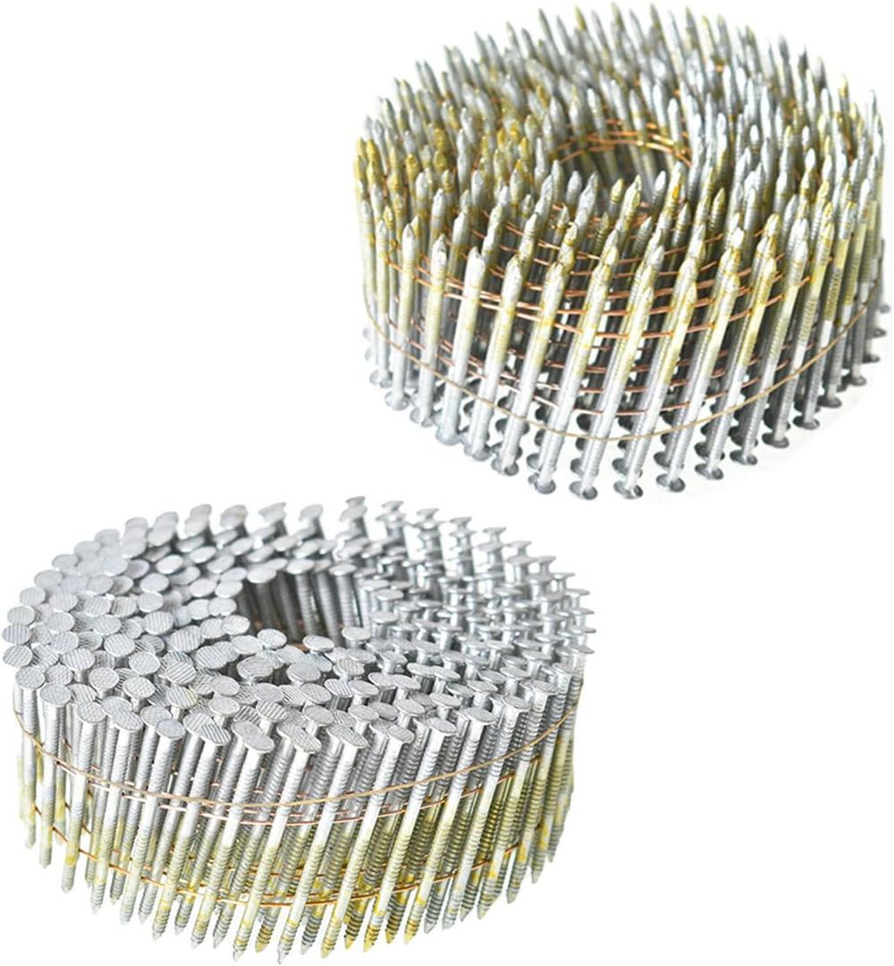 findmall 3600 Count Siding Nails 2-1/2-Inch x .090-Inch 15-Degree Wire Collated Coil Resin Paint Coating Ring Shank for Rough Nailing of Lathing and Sheathing Materials