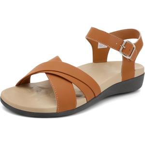 UTENAG Women's Comfortable Walking Flat Sandals Arch Support Ankle Strap Strappy Sandals