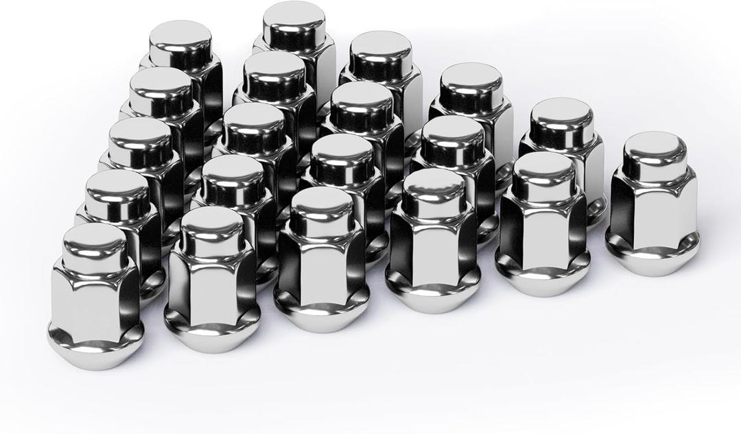 TIROL 20pcs M12X1.5 Lug Nuts, Compatible with Ford Focus, Chevrolet Impala, HHR Malibu, Buick Cadillac Chrysler Dodge GMC Lincoln One-Piece Design, Factory Acorn Wheel Lugnuts - 1.38" Height 3/4" Hex