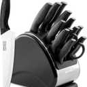 RAXCO Kitchen Knife Set,15-Piece German Stainless Steel Chef Knives for Cooking, Black