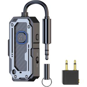 Bluetooth Transmitter Receiver Audio Adapter, Wireless AUX for 2 Headphones/iPhones, Use 3.5mm Jack for Airplanes, Car Radio, TVs, PCs, amplifiers, Home Stereos Audio Steaming, Hands-Free Call