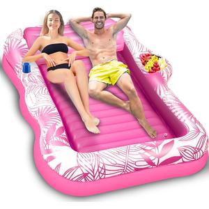 83" X 63" Extra Large Inflatable Tanning Pool Float Lounger for Adults with Backrest & Large Size Drink Holder, Water Filled Tanning Bed Pool Raft Floatie Blow up Pool Party Toys for Adults, Pink/Blue 83" X 63" Extra Large Inflatable Tanning Pool Float Lounger for Adults with Backrest & Large Size Drink Holder, Water Filled Tanning Bed Pool Raft Floatie Blow up Pool Party Toys for Adults, Pink/Blue