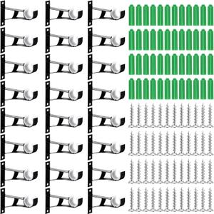 24pcs Heavy Duty Curtain Rod Bracket with Screws, Wall Mount Curtain Rod Holders for Wall - Fit 1 Inch Drape Rods, Black Aluminum Alloy with ABS Plastic