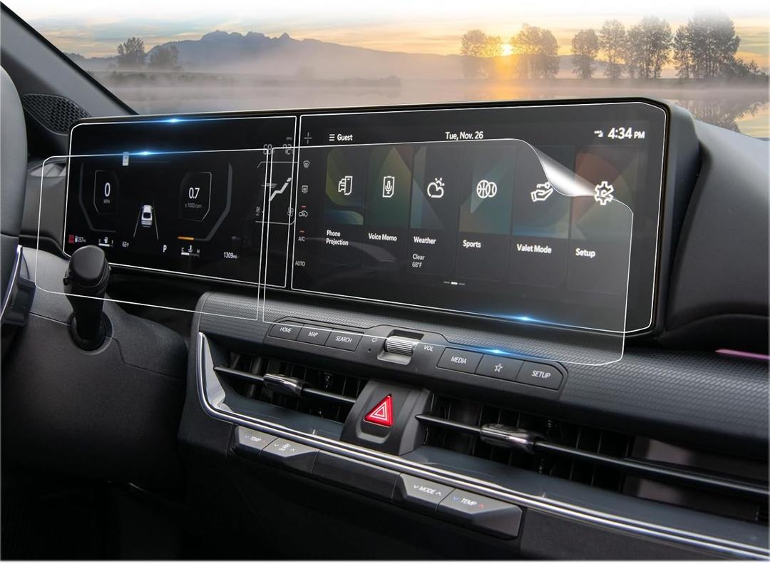 CDEFG (4Pcs for 2025 2026 Kia K4 Screen Protector, 12.3 Inch Touchscreen + Gauge Cluster, 2025+ K4 (LX, LXS, EX, GT-Line, GT-Line Turbo) Accessories Split 4Pcs Nano Film