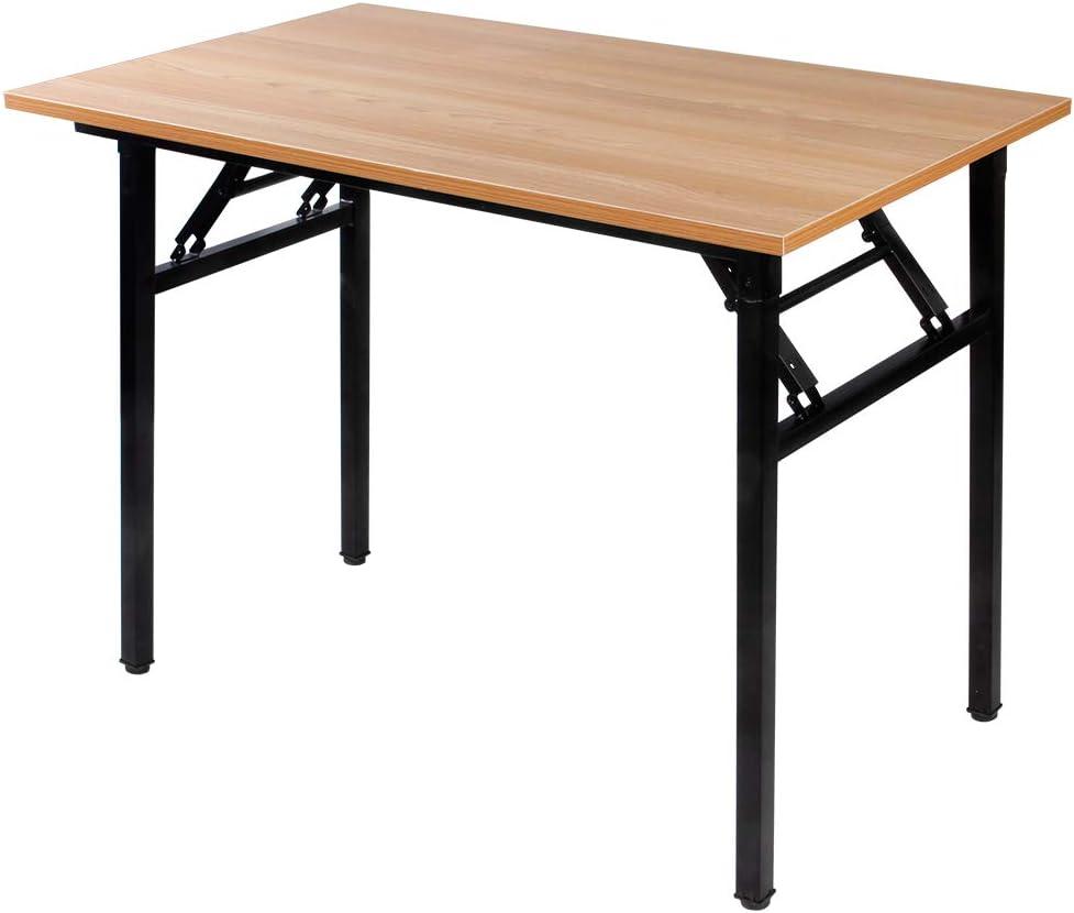 SogesGame 39.4 Inches Computer Desk for Small Space - Folding Writing Table, Compact and Foldable, No Install Needed, Teak Black