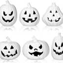 Tujoe 6 Pcs Halloween Pumpkin Lantern Set Light up LED,White