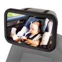 Lusso Gear Baby Mirror for Car - 11.5 In Black - Shatter-Resistant Glass & Stable Headrest Mount - Wide-Angle Rear-Facing Infant Mirror for Crystal Clear View