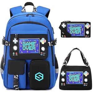 Scothen Boys Backpack, Cool Luminous School Backpacks for Boys with Lunch Bag Pencil Case, Kids Backpack Kindergarten Elementary Middle School Book Bags for Teen Boys Children with USB Charging Port  (Blue)