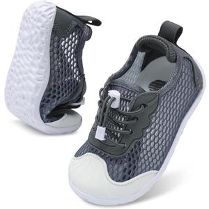 BARERUN Kids Boys Girls Water Shoes Wide Comfort Closed-Toe Sport Athletic Sandal Aqua Lightweight Walking Shoes(Toddler/ Little Kid) Grey Toddler Size 7