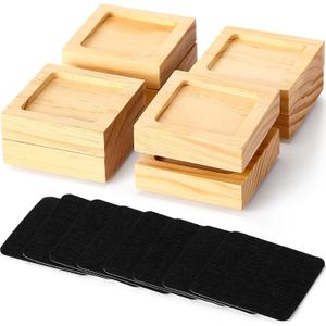 8 Pack Bed Risers Solid Wood Furniture Risers Lifts Height Adjustable from 1" to 4" Non-Slip Recessed Hole with 8 Anti-Slip Mats for Bed Furniture Sofa Chair Table (Height 1",Wood Color)