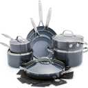 GreenPan Valencia Pro Ceramic Nonstick 16 Piece Cookware Set, Hard Anodized PFAS-Free Pots & Pans, Induction Ready, Compatible on All Cooktops, Dishwasher Safe, Oven Safe to 600F, Gray
