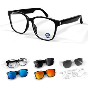 Xmenha Smart Bluetooth Glasses Sunglasses for Women Men with Speakers Bluetooth 5.3 Eyeglasses Audio Blue Tooth Glasses (Blackclear)