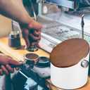 Reallnaive Espresso Knock Box with Walnut Lid for Coffee Grounds, Espresso Machine Accessory, Easy Disposal of Coffee Pucks, Removable Knock Bar(White,Round)